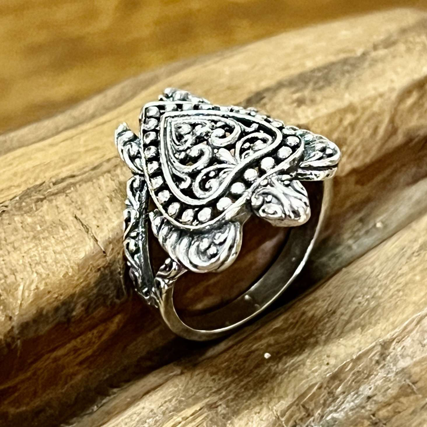 (HANDMADE 925 BALI SILVER TURTLE RING)